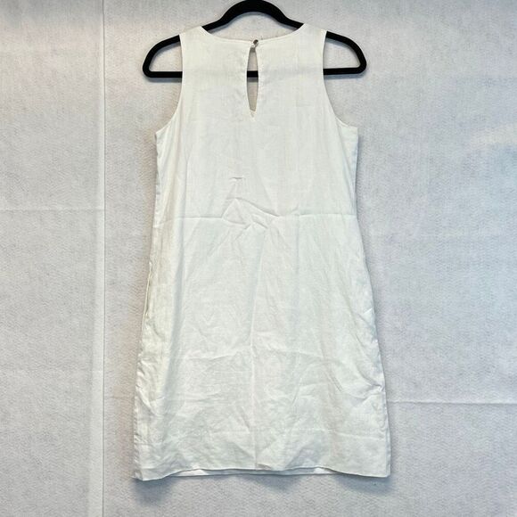 TOMMY BAHAMA Dress XS White Linen Sleeveless Embroidered Lined V-Neck Pockets - Picture 7 of 11